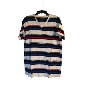 NWOT Smoke Rise Men's 100% Cotton Red/White/Blue Stripe T Shirt V Neck Size XL